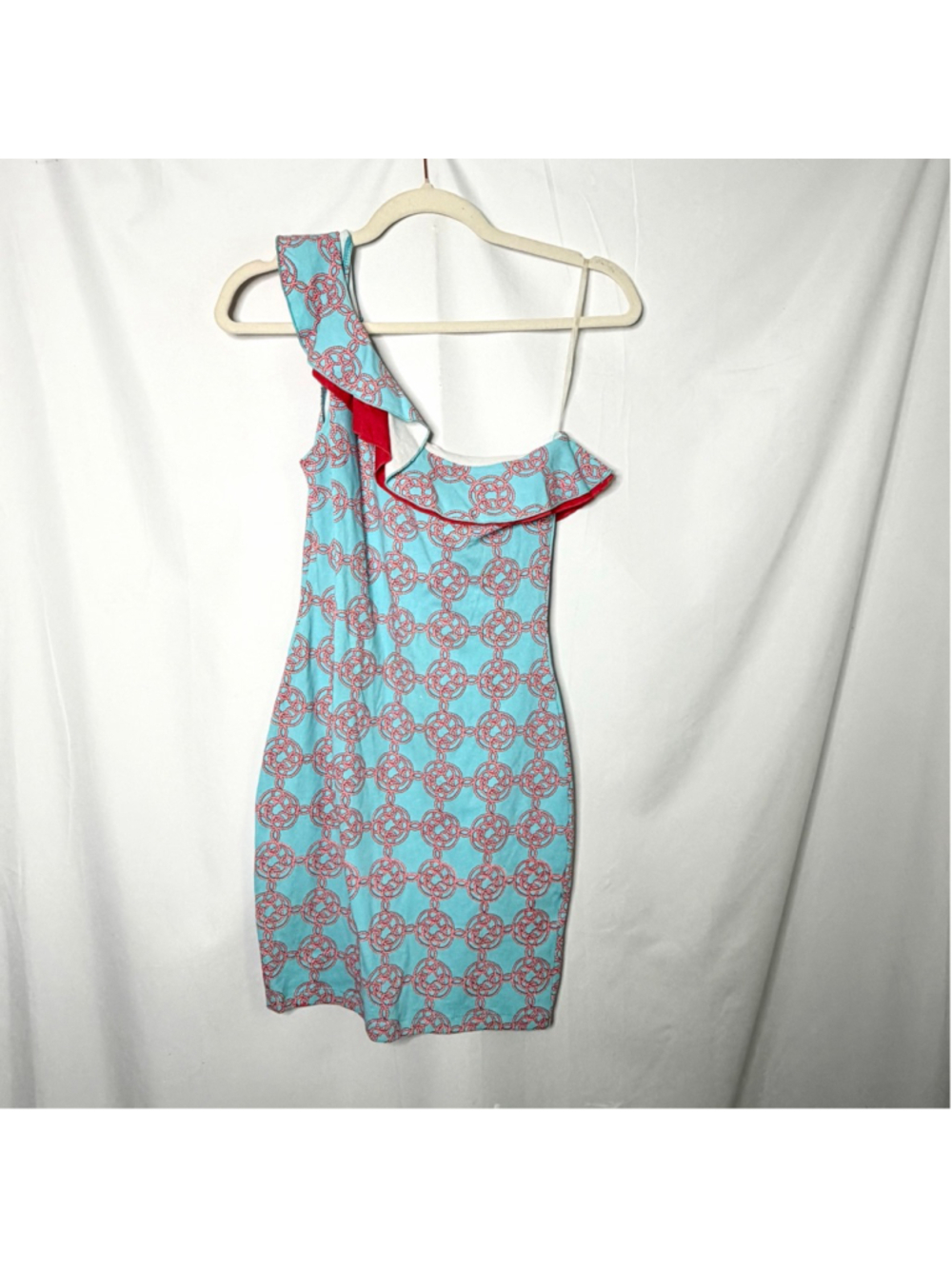 Women's Nookie Beach Blue Red Rock The Boat One Shoulder Dress Size 8 NEW w tags